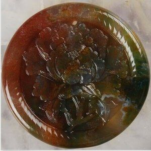 49x8 Indian Agate Carved Rose Pendant Bead